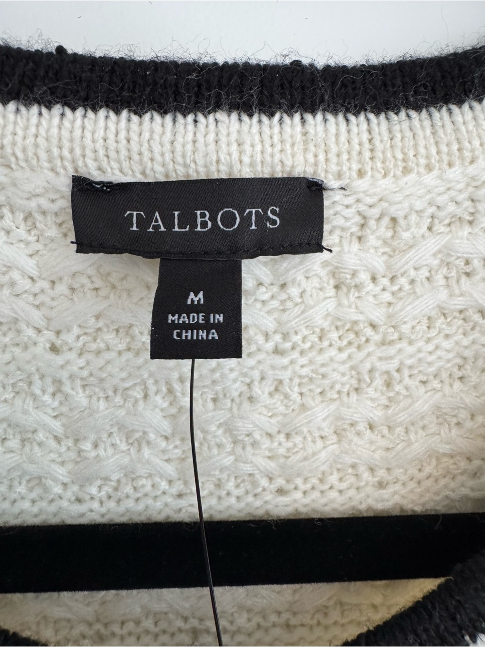 NWT Talbots Fringe Tweed Cardigan Jacket Cream Black Trim Pearl Buttons Medium - Picture 5 of 8